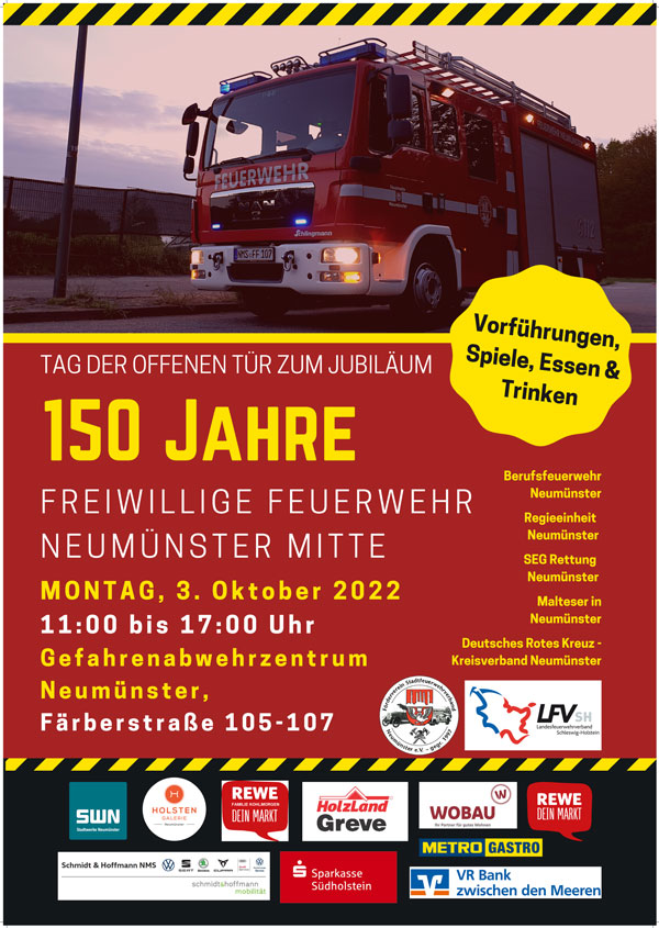 150 Jahre Freiwillige Feuerwehr Neumünster-Mitte – Tag der offenen Tür
